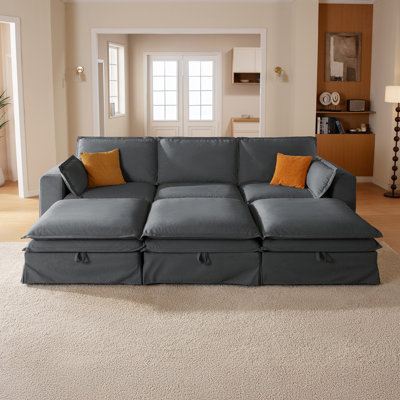 Canapé modulaire surdimensionné en tissu 125,6 po
