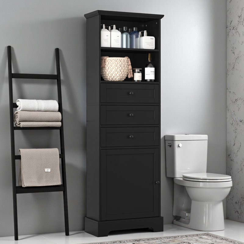 Freestanding Bathroom Cabinet, Black