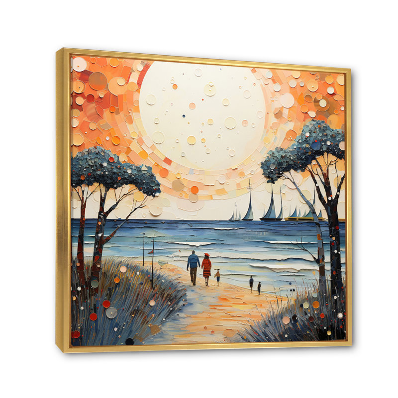Beach Loving Couple Retrait - Nautical & Beach Wall Decor, H 36 po x l 36 po x P 1,5 po, Cadre flottant doré