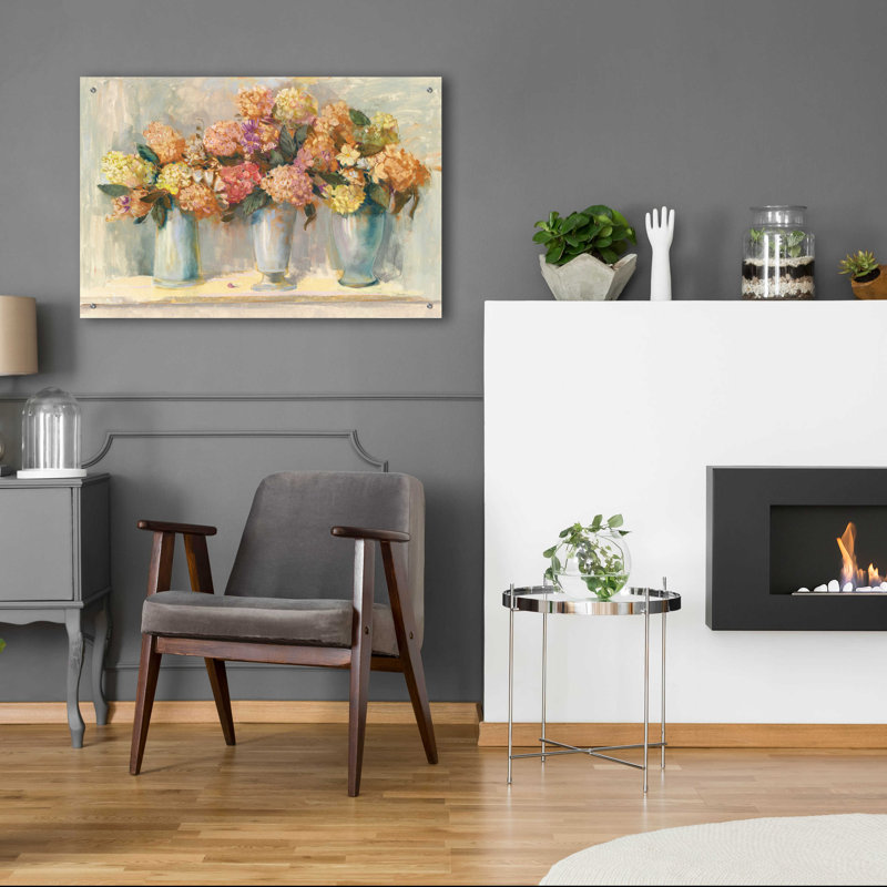 "Bouquets d'hortensias d'automne" par Carol Rowan, H 24 po x l 36 po x P 0,2 po