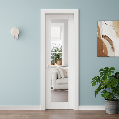 24 x 80 Slab Door with Mirror, Mirrored Door Slab,Full Mirror with Solid Panel, Primed, Pantry Door, Bedroom door, Room Door, Closet Door