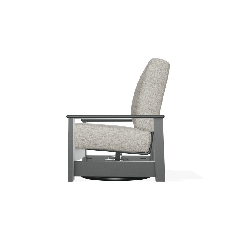 Chaise berçante pivotante cachée en polymère Leeward, Graphite, Fresco frêne
