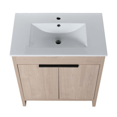 Zennon 30'' Free Standing Single Bathroom Vanity with Ceramic Top -  Ebern Designs, 8BC5C6DAF210434896C11FB3447F1887