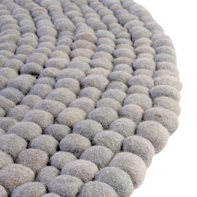 Tapis gris en laine Gregorey, Rond 5 pi