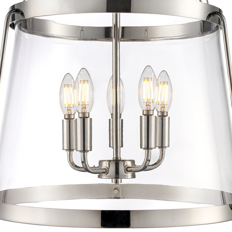Adabella 17.75" 5-Light Pendant - Polished Nickel, 5 LIghts, Polished Nickel, 30" H x 17.75" W x 17.75" D
