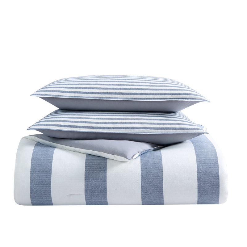 Nautica Fairwater Cotton Blue Duvet Cover Set, Twin Duvet Cover + 1 Standard Sham