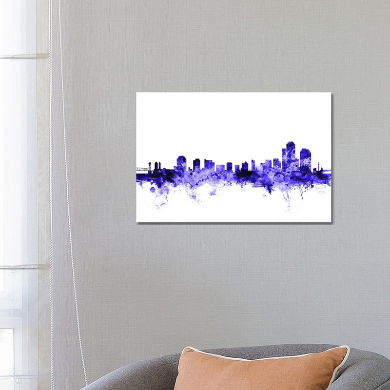 Wilmington, Delaware Skyline by Michael Tompsett - Wrapped Canvas Painting, 45.72cm H x 66.04cm W x 1.91cm D