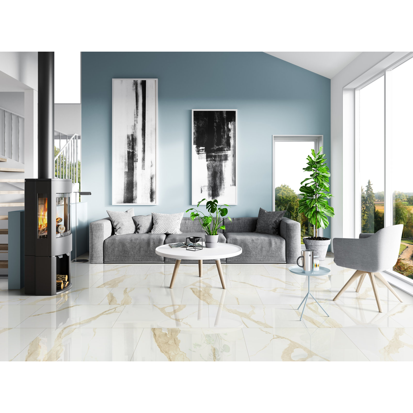 Ardena 24" x 48" Polished Porcelain Tile, Vena