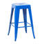 4 tabourets de bar bleus en métal sans dossier à hauteur de comptoir de 24 po, amovibles, faciles à nettoyer, pour les tabourets de salle à manger 4 po bleus