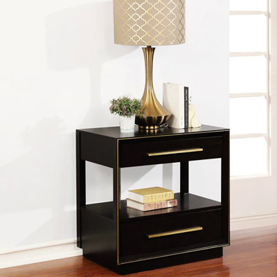 Smoked Peppercorn 2 Nightstand For A Chic Bedroom Look And Storage With 2 Drawers, Colour Practical Design