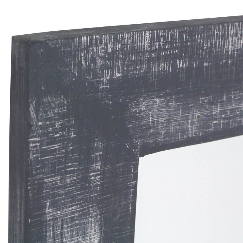 Miroir mural rectangulaire en bois de style campagnard Tiege, H 36 po x l 24 po x P 1 po, Gris