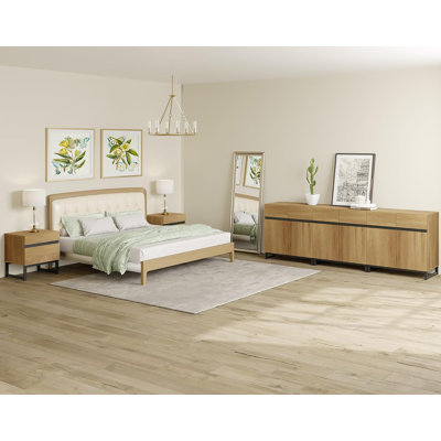 Nellie 3-Piece Modern Storage Set, Entertainment Center For Tvs Up To 100 Inches, 2 Nightstands With Drawers And Cabinets For Bedroom -  Latitude Run®, 980761600A8C4C56A2563877A7EBC25E