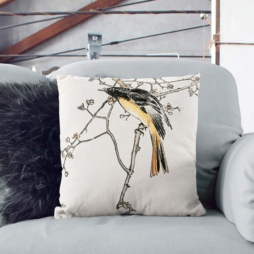 Siberian Blue-Tail Bird by Numata Kashu Cushion with Filling
