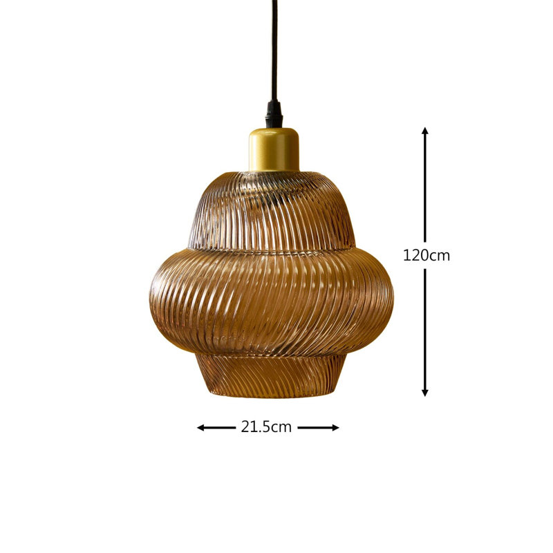 22cm Glass Pendant Light - Gold