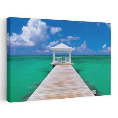 Jetée dans la mer, Bahamas, paysage contemporain abstrait, art naturel