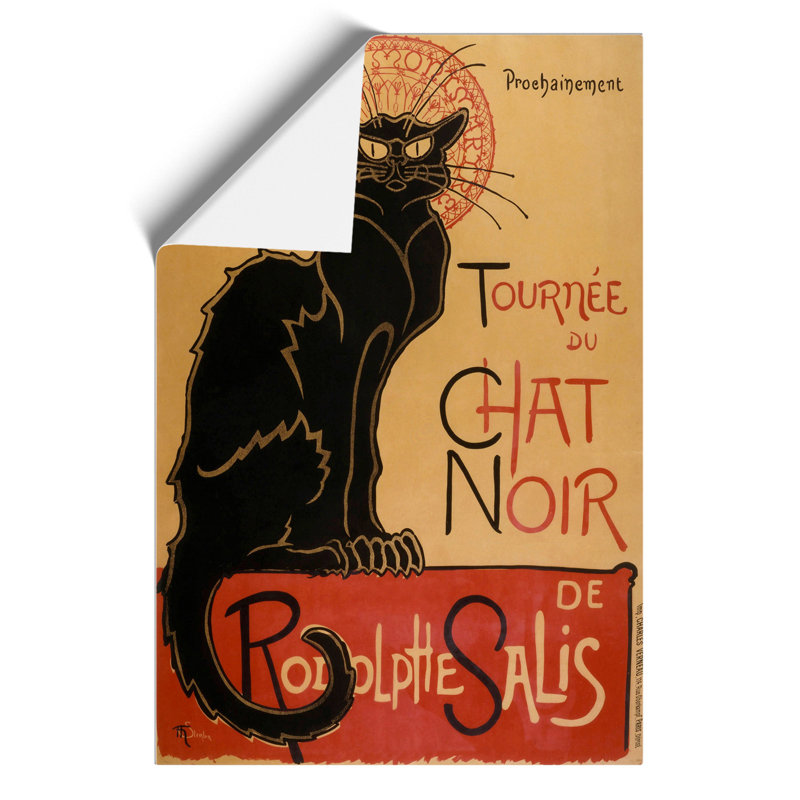 Tournee Du Chat Noir Cat by Theophile Steinlen - Frameless Print, 59cm H x 42cm W x 0.1cm D