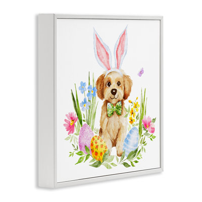 Playful Easter Puppy Framed Giclee, design by Amy Hall
