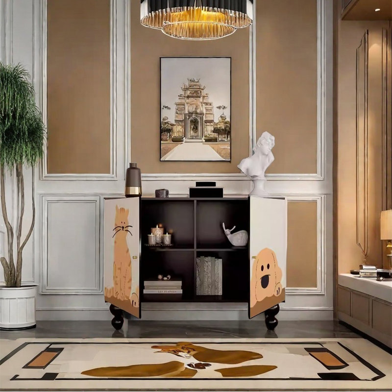 Elegant Pine Frame Storage Cabinet Design