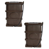 FCMP Outdoor 45 Gal Wood Grain Rain Catcher Barrel Container Brown