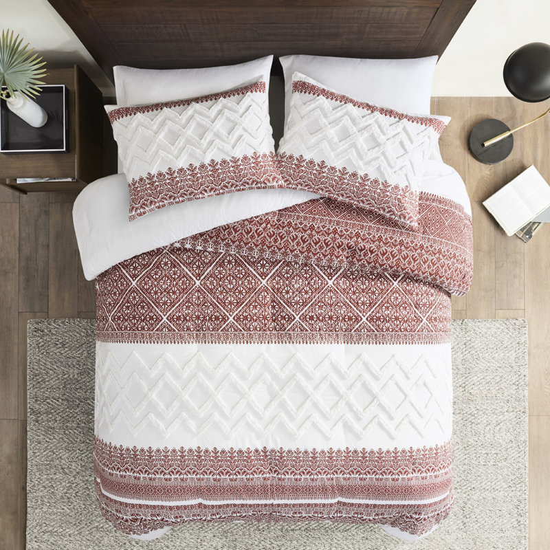 Ensemble de literie capitonnée en coton 3 pièces 3 pièces, Édredon grand et 2 taies décoratives