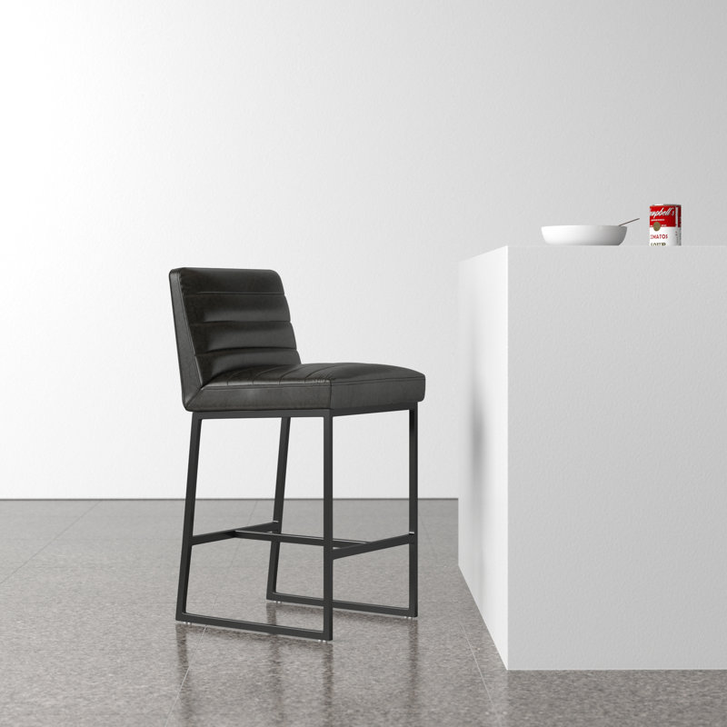 Zest Upholstered Counter Stool with Metal Frame - Black, Black, Counter Stool (26" Seat Height)