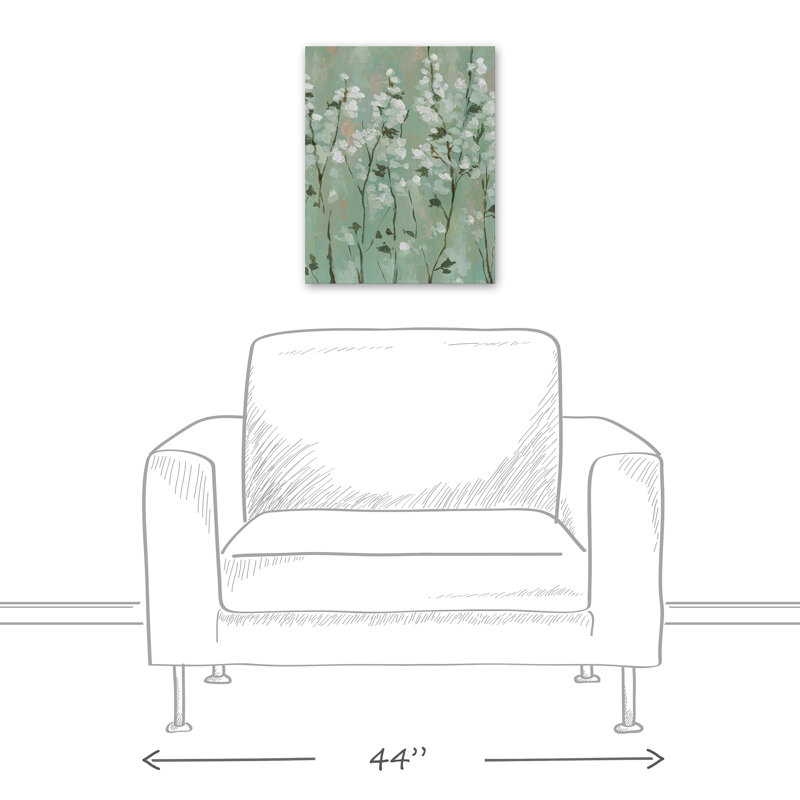 Fleur de cerisier vert sur toile, H 20 po x l 16 po x P 1,25 po