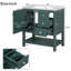 30 Inches Transitional Style Bathroom Vanity Cabinet Combo with Ceramic Sink, Blue-271668299