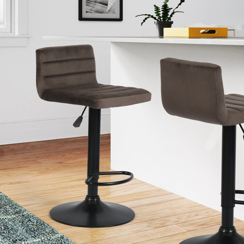 Dravis Swivel Upholstered Adjustable Height Counter Stool with Metal Frame