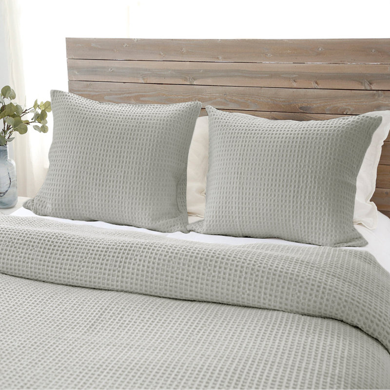 Zuma Cream/Charcoal/Natural/Mist Cotton Piece Sham, Cream, King