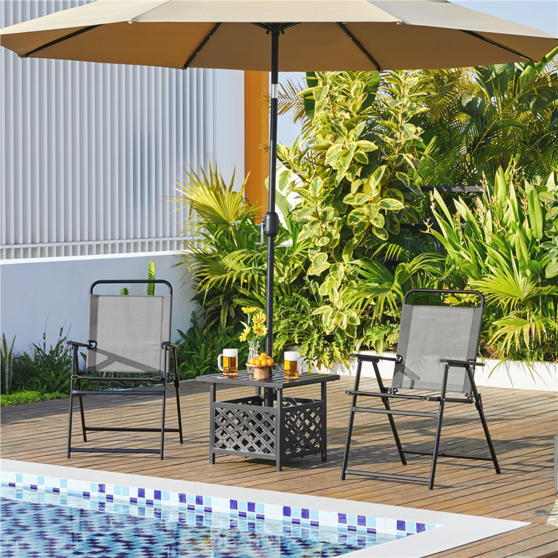 Folding Patio Dining Armchair, 2, Grey