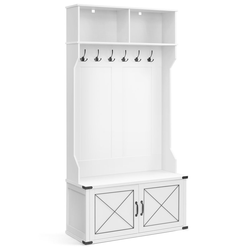 Arbre d'entrée Thirza de 39,4 po de largeur avec rangement pour chaussures, Blanc