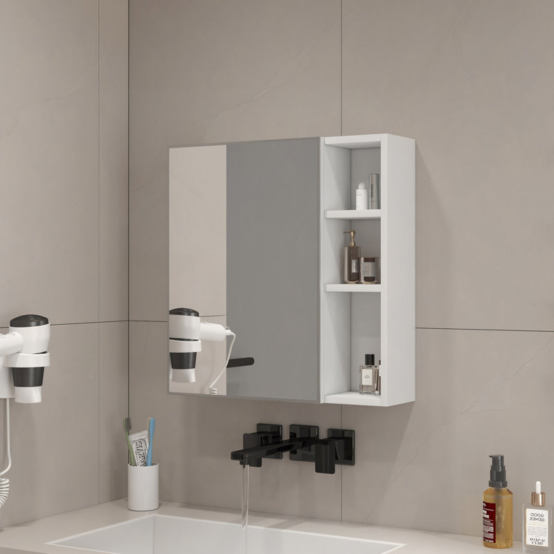 Une armoire à miroir en matériau MDF, un miroir de salle de bain, une armoire à miroir en matériau MDF, un miroir de salle de bain mural séparé pour le rangement et l’économie d’espace