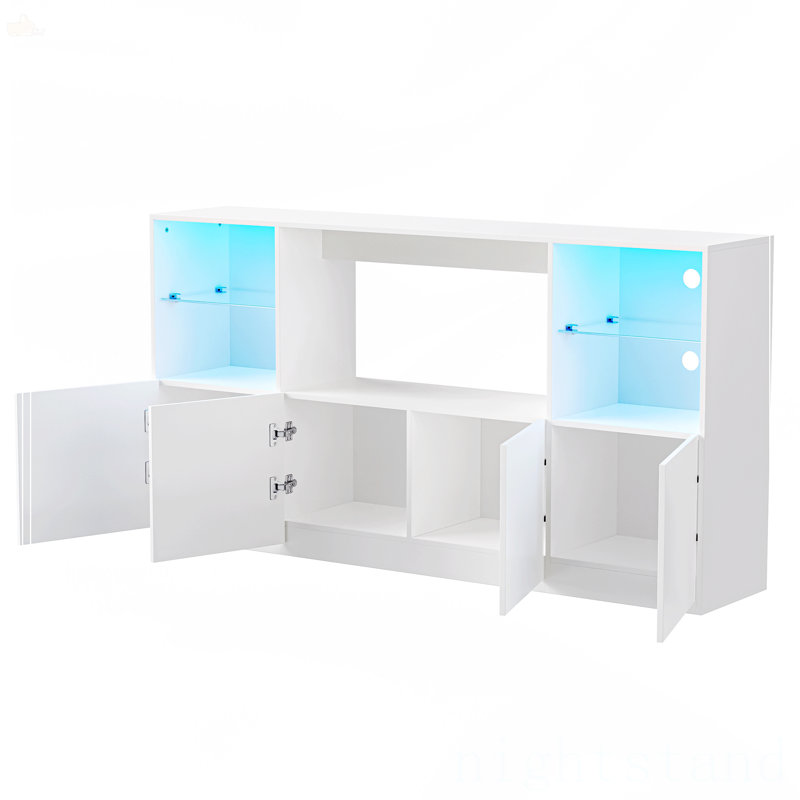 Meuble télé ultrabrillant avec lumières DEL, Blanc