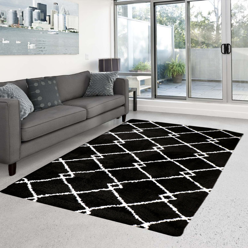 Malachi Geometric Shag Area Rug, Rectangle 200 x 300cm