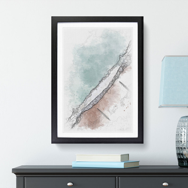 View of Brighton Beach - Picture Frame Painting Print, Black Framed, 87cm H x 62cm W x 2cm D