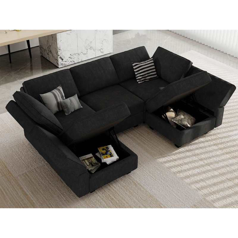 Petit canapé modulaire Kimbrel, Mélange de polyester noir