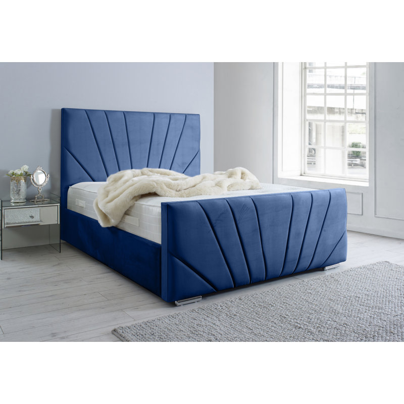 Akevia Upholstered Bed, Double (4'6), Blue