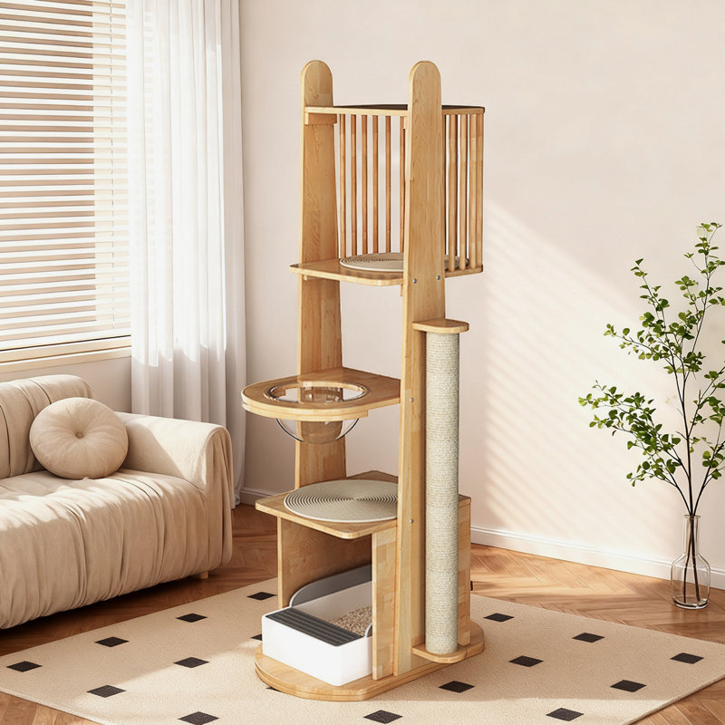 Arbre à chat multifonctionnel en bois massif