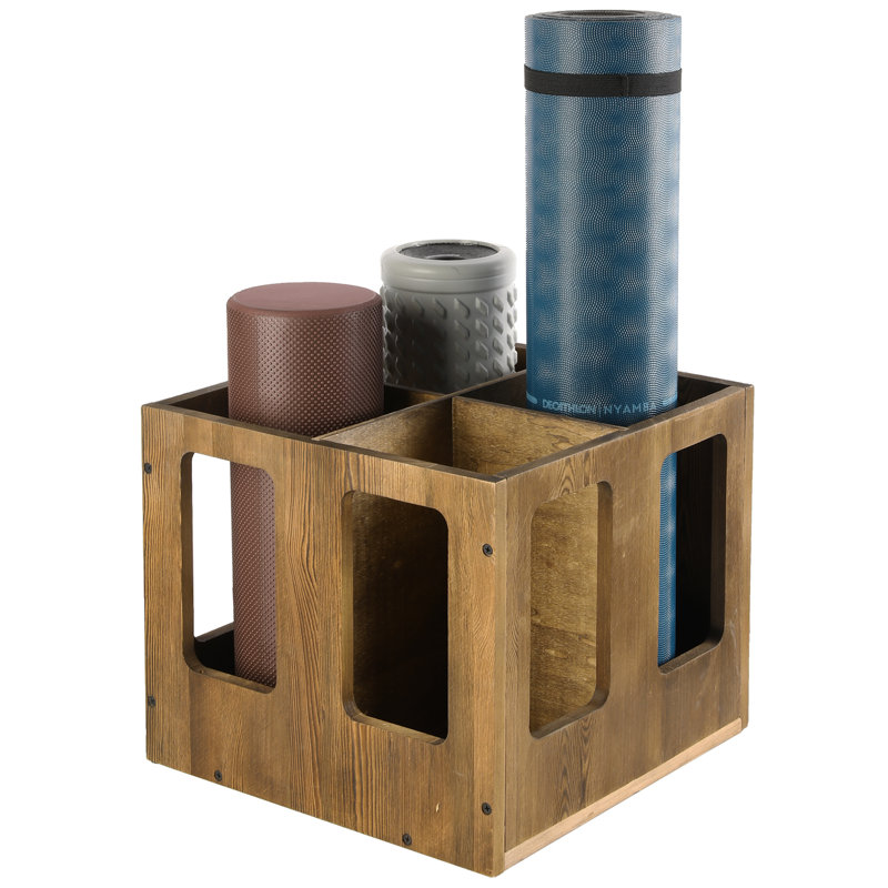 4 Slot Solid Wood Yoga Mat Rack