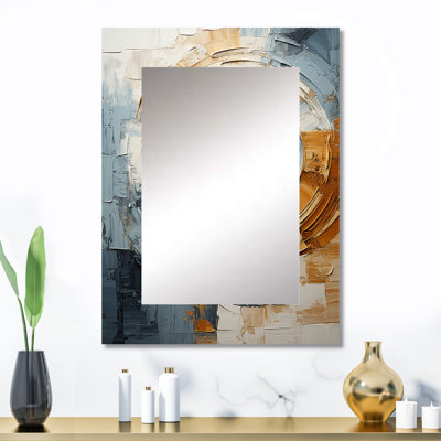 «Blue Gold Timeless Turn Vortex», miroir unique à spirales abstraites, grand miroir mural bleu, impression d'art en métal