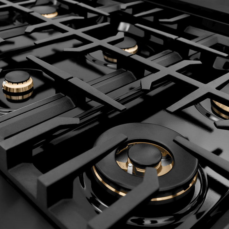 Autograph Edition 48" Gas Cooktop with 7 Burners, Black Stainless Steel/Champagne Bronze