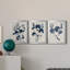 Bleu marine et feuilles de lin II - ensemble de 3 peintures sur toile encadrées-1815478782-1815478780