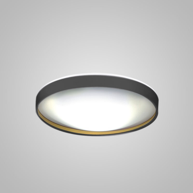 Alina Simple Circle Flush Mount, Marengo Gray/Gold Lacquer, 5.25" H x 19.69" W x 19.69" D