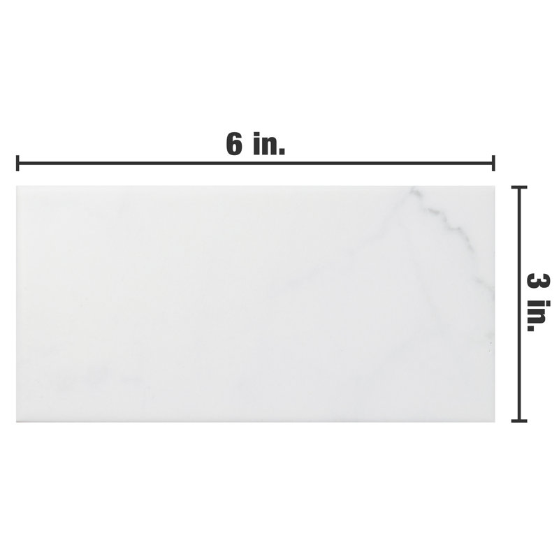 Classico Carrara 3" x 6" Ceramic Stone Look Subway Wall Tile