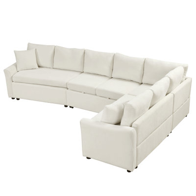 124.8"L-Shaped Sofa Convertible Sofa Bed Pull Out Sofa Sleeper With Two Back Pillows, Two Usb Ports And Two Power Sockets For Living Room, Gray (Old S