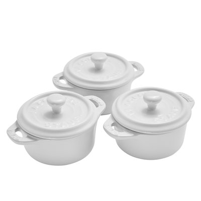 Staub Ceramic 3-pc Mini Round Cocotte Set - White