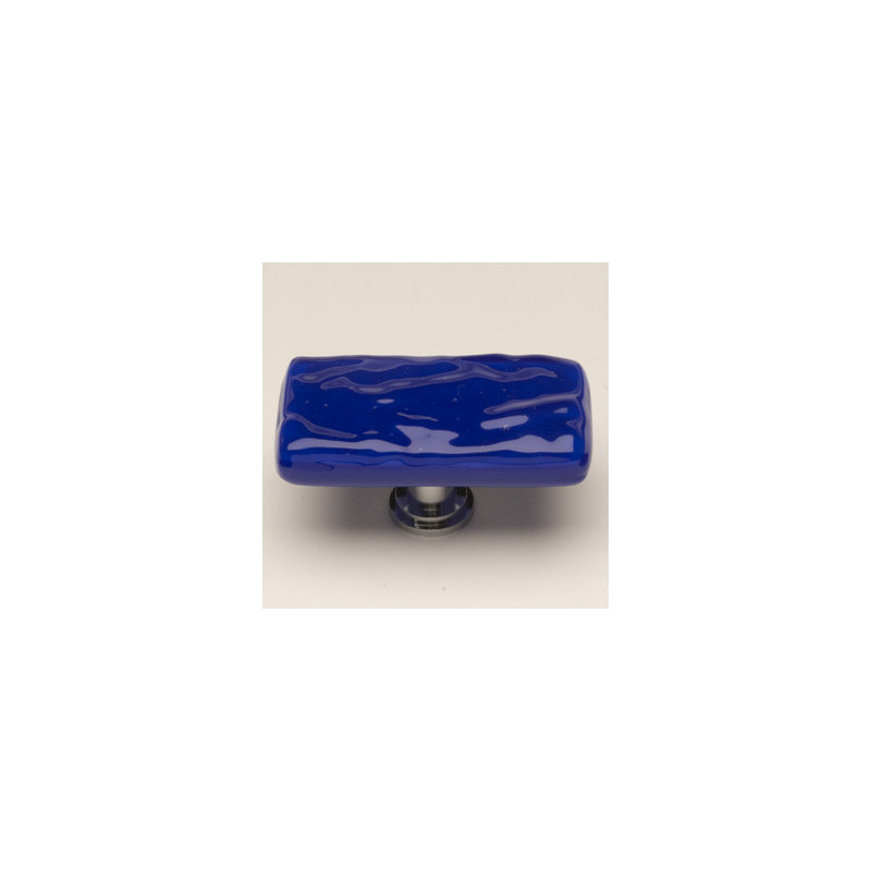 Glacier Rectangular Knob, Deep Cobalt Blue/Polished Chrome