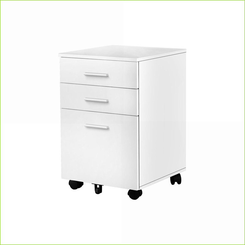 File Cabinets, Rolling Mobile 3-Drawer, Snow White Laminate Printer Stand | White | Particle Board