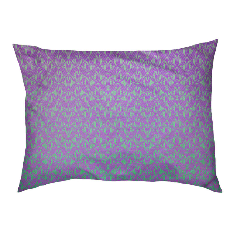Coussin stylisé dégradé art déco Byrge, l 42,5 po x L 32,5 po, Mauve / Vert