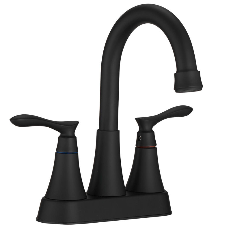 Airliss 4-Inch Matte Black Centerset 2-Handle Bathroom Sink Faucet With Drain Assembly, Matte Black